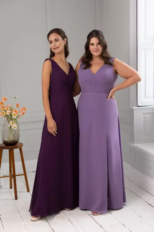 Evangeline M503 Figure Flattering Pleated Dress True Bridesmaids